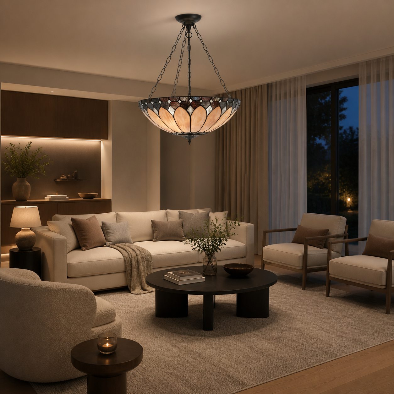 TF Brooklyn Inverted Pendant – Deco Glass Pendant Light with Adjustable Chain for Home Spaces