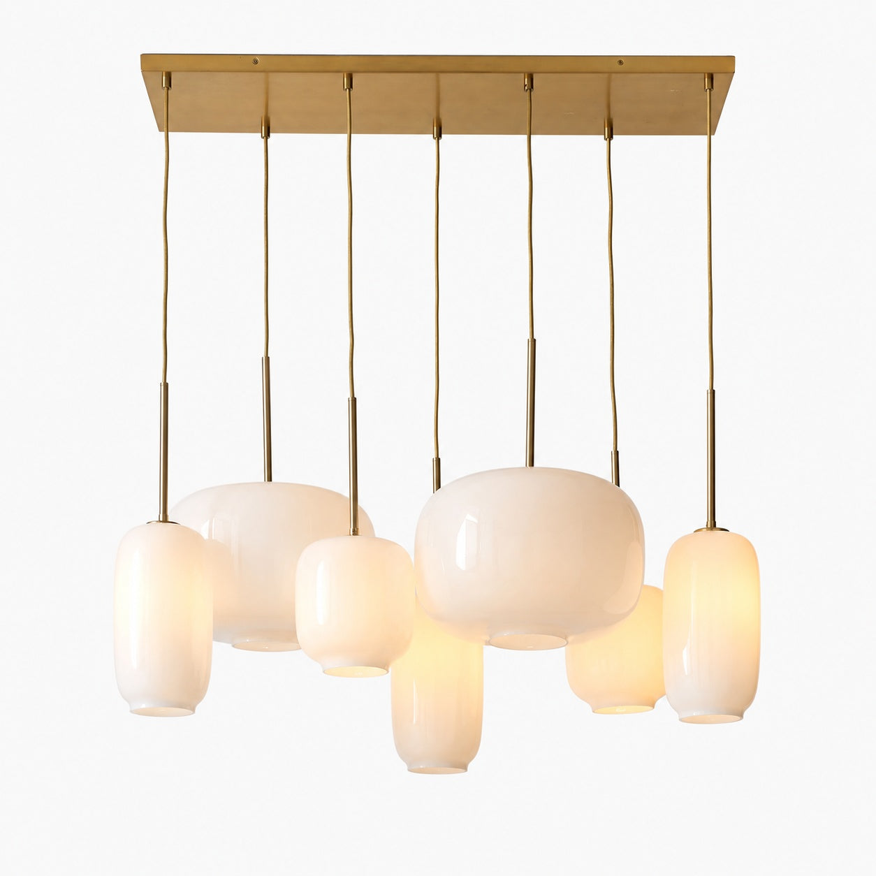 Lumivelle Sculptural 7-Light Chandelier – Adjustable Height Modern Glass Pendant