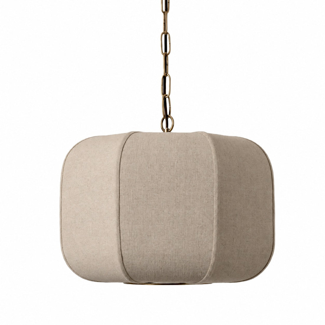 Loomis Tall Pendant – Textured Linen Shade Aged Brass Pendant for Dining Room and Kitchen