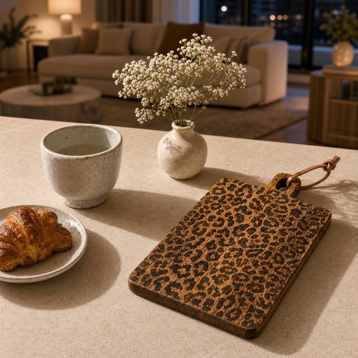 Lepwood Premium Leopard Print Sapele Wood Chopping Serving Board for Table Styling and Entertaining
