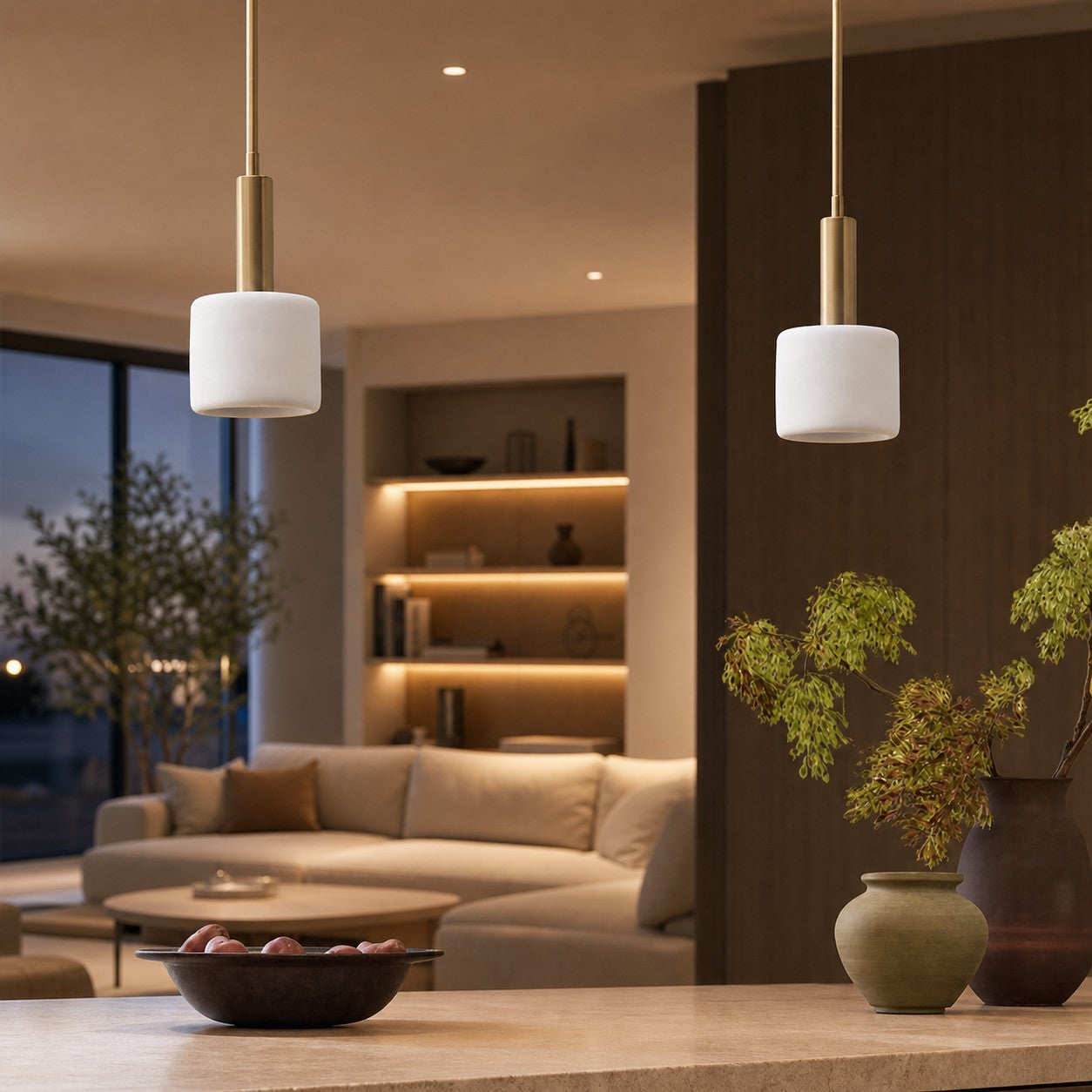 Cerova Modern Ivory Porcelain Pendant Light – Soft Organic Design for Kitchen Island