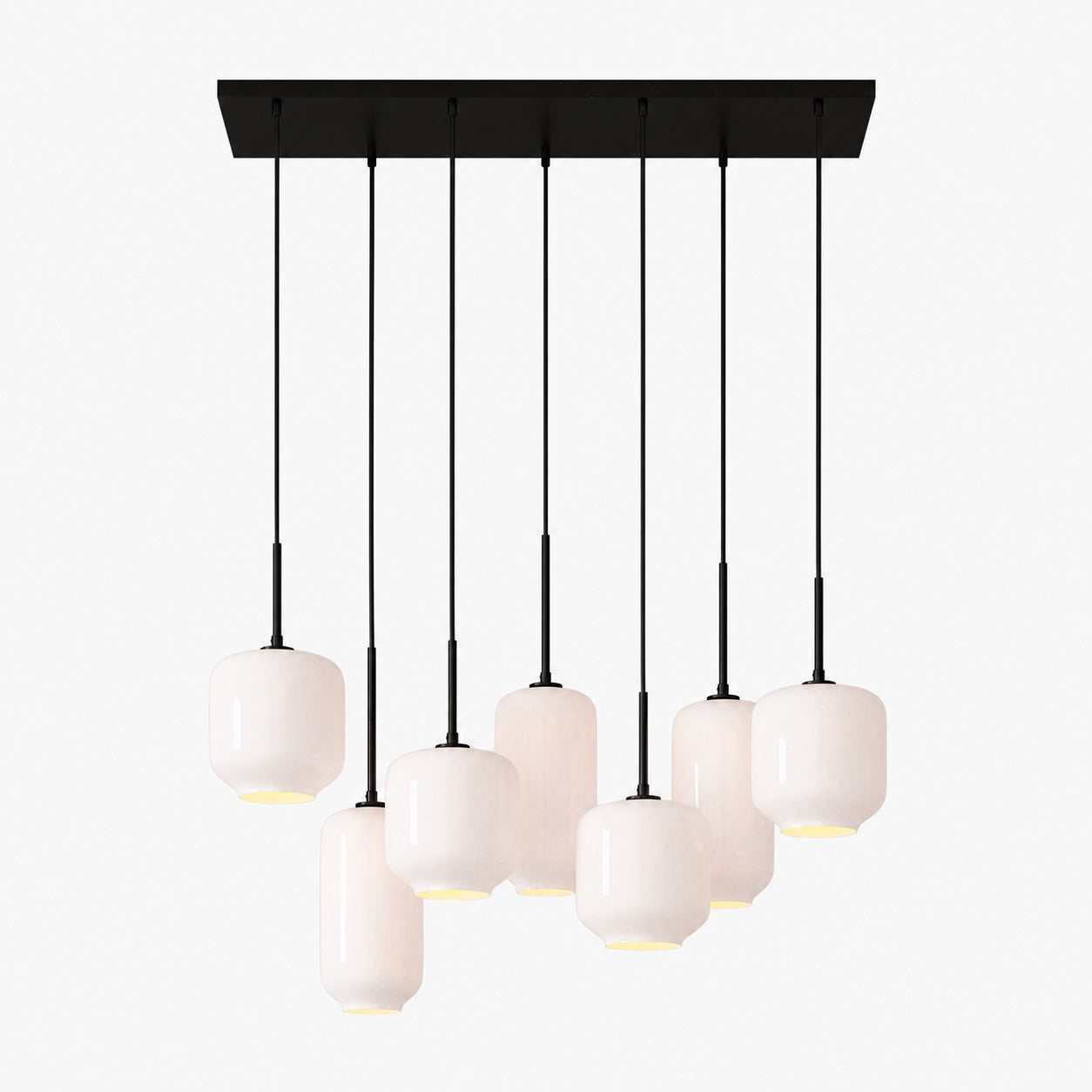 Lumivelle Sculptural 7-Light Chandelier – Adjustable Height Modern Glass Pendant