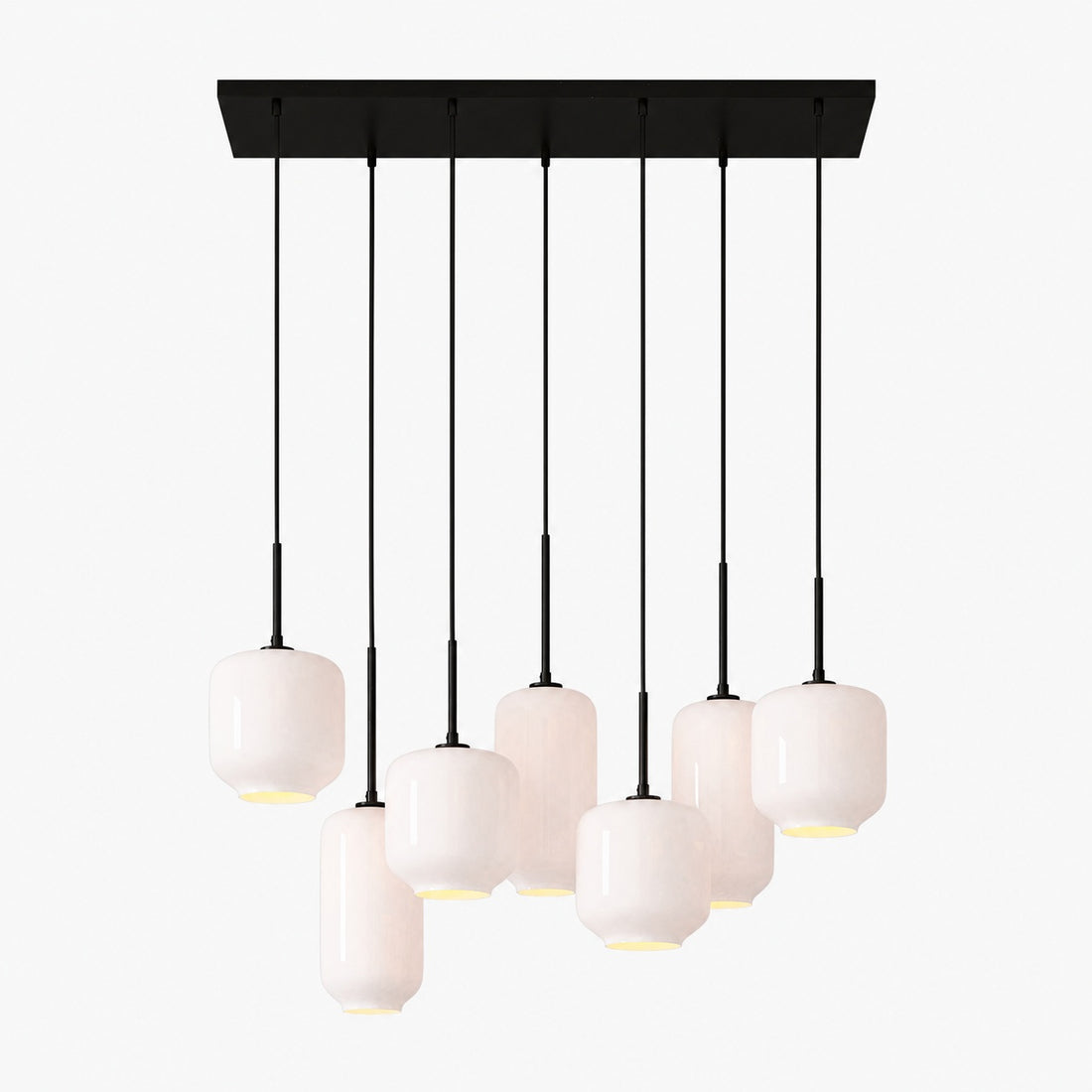 Lumivelle Sculptural 7-Light Chandelier – Adjustable Height Modern Glass Pendant
