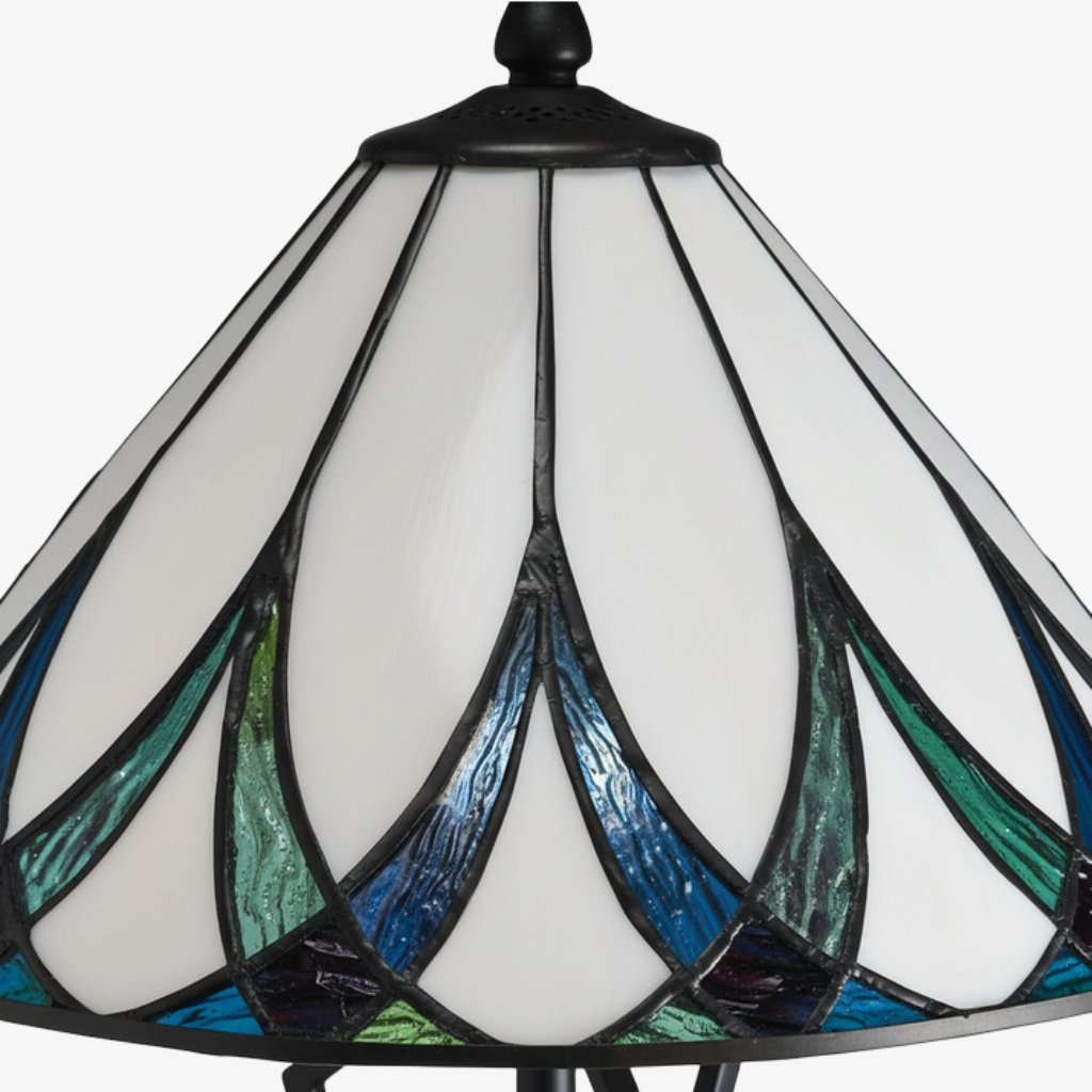 TF Allanton Water Ripple Glass Table Lamp - Classic Style for Living Room, Bedroom or Study