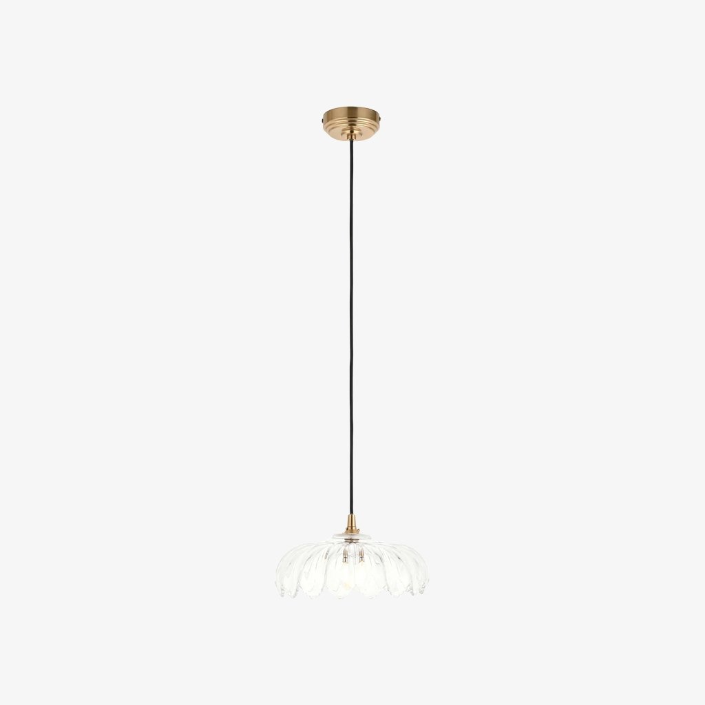 Floriaxis Floral Glass Pendant Light - Floral Glass Shade with Braided Cable for Kitchen or Dining
