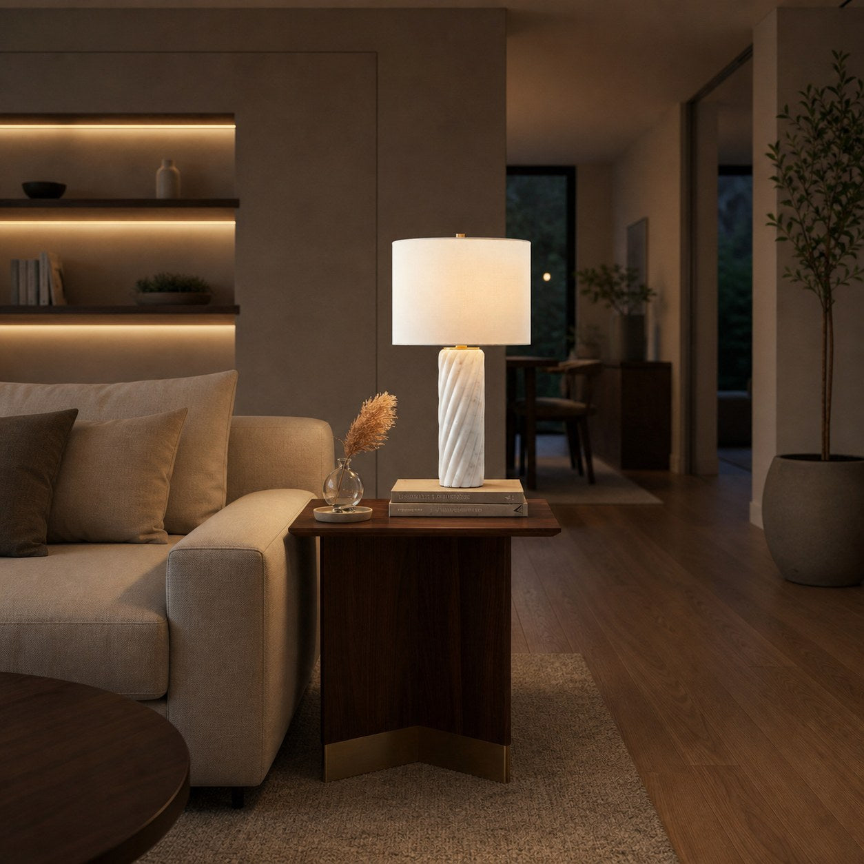 Albi Sculpture Marble Table Lamp – Minimalist metal design suitable for bedroom or living room