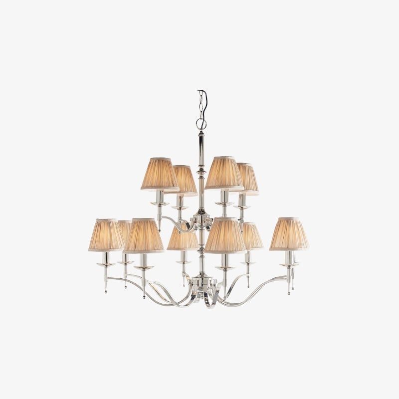 Tela Timeless Classic Elegant Multi Arm Stanford Chandelier - Metal Fabric Lighting for Living Room