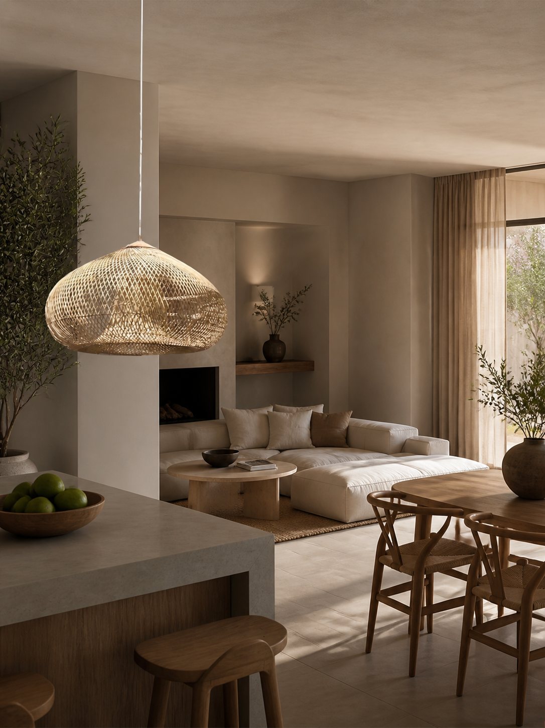 Harp Braided Rattan Pendant Lamp