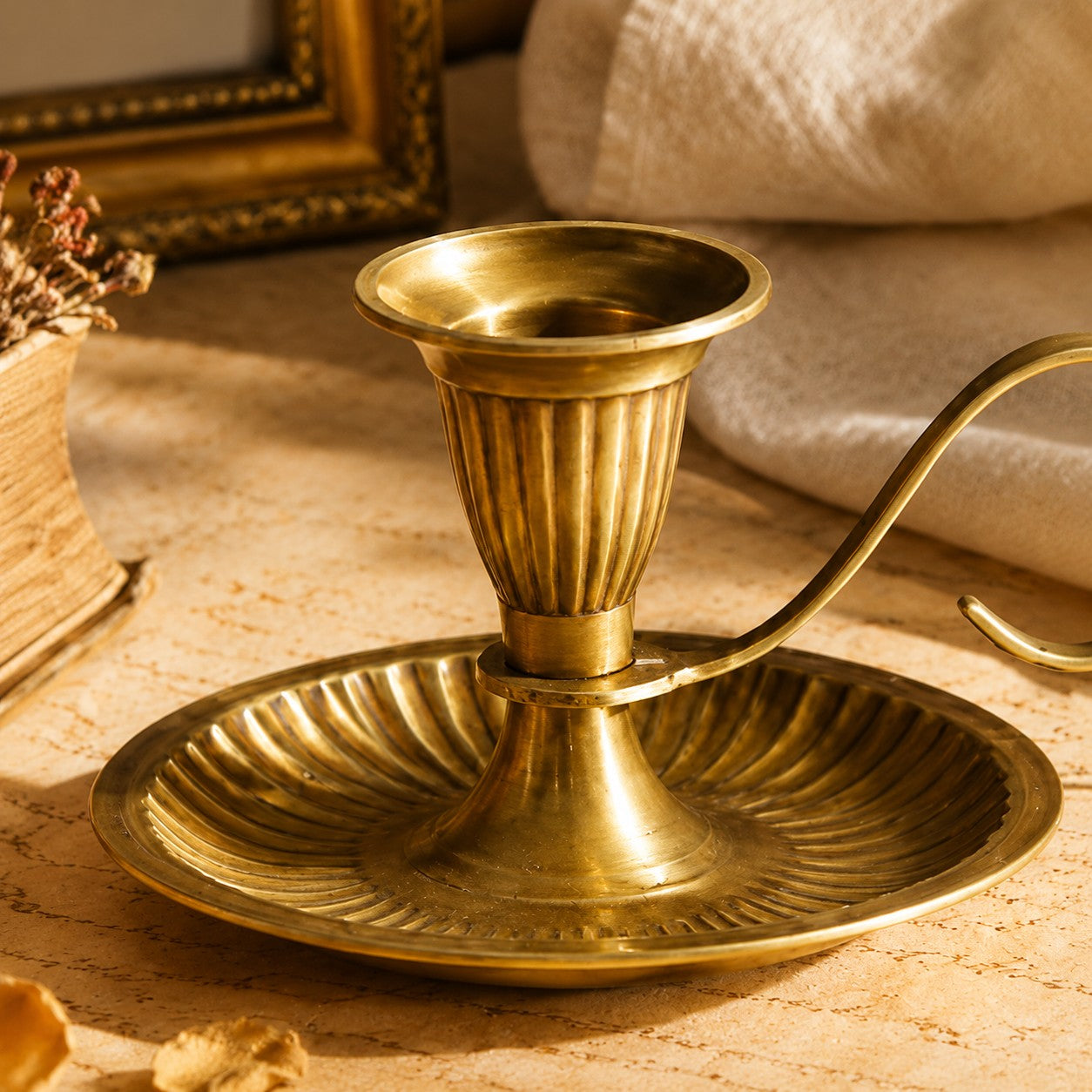 Aura Brass Candlestick Holder