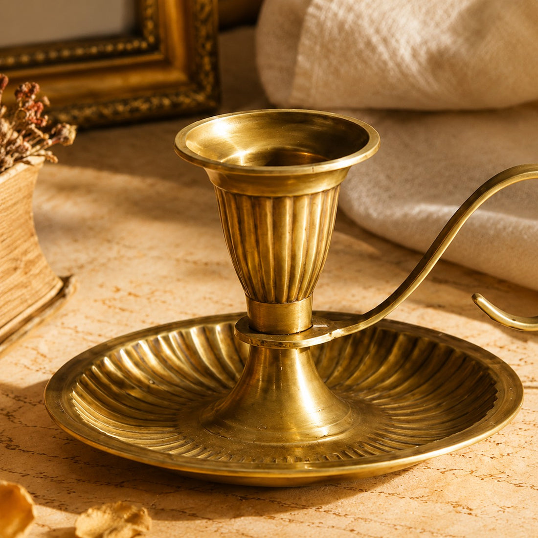 Aura Brass Candlestick Holder