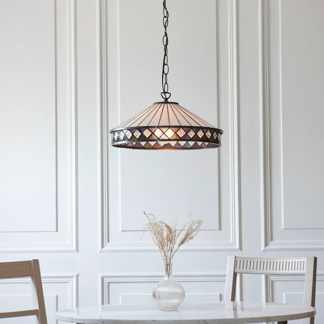 TF Fargo Pendant Light - Tiffany Style Lighting with an Art Deco Shade and Adjustable Chain