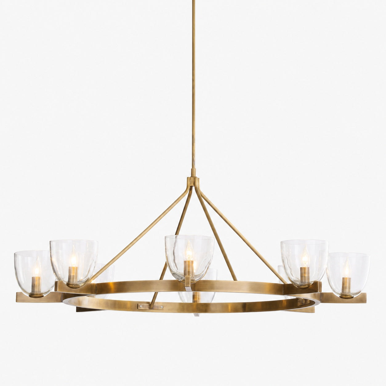 Auria Hand-blown Glass Metal Chandelier - Contemporary Brass Design