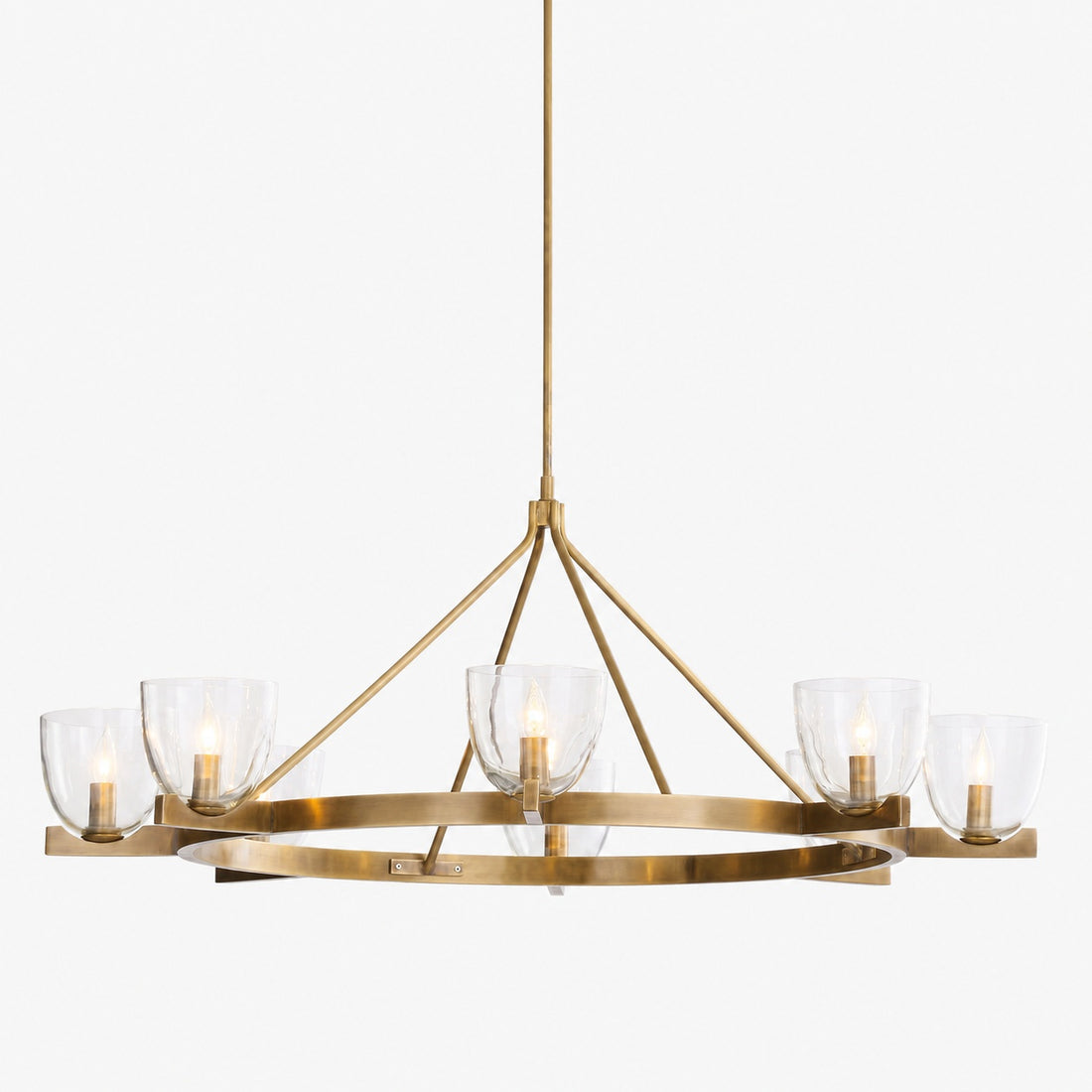 Auria Hand-blown Glass Metal Chandelier - Contemporary Brass Design