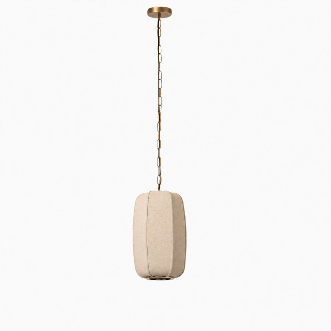 Loomis Tall Pendant – Textured Linen Shade Aged Brass Pendant for Dining Room and Kitchen