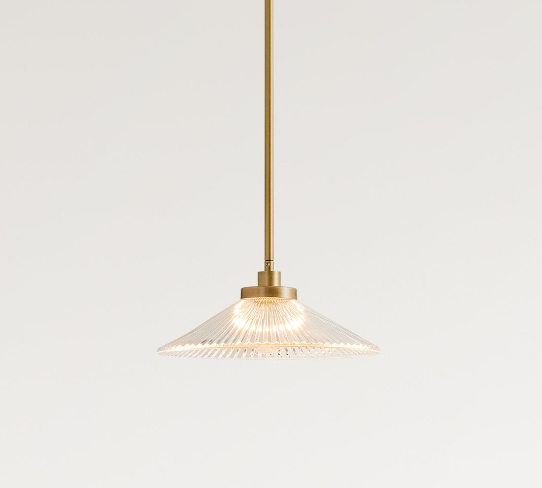 Bravira Ribbed Glass Pendant Light - Elegant Kitchen Island Lamp