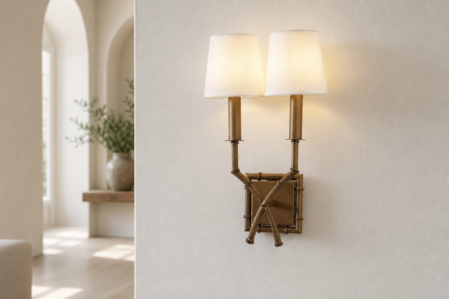 Double Arm Bamboo Sconce