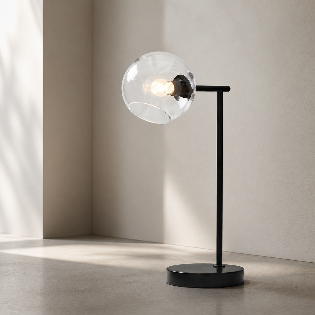 Brina Glass USB Table Lamp - Modern Bedside Desk Light with Style