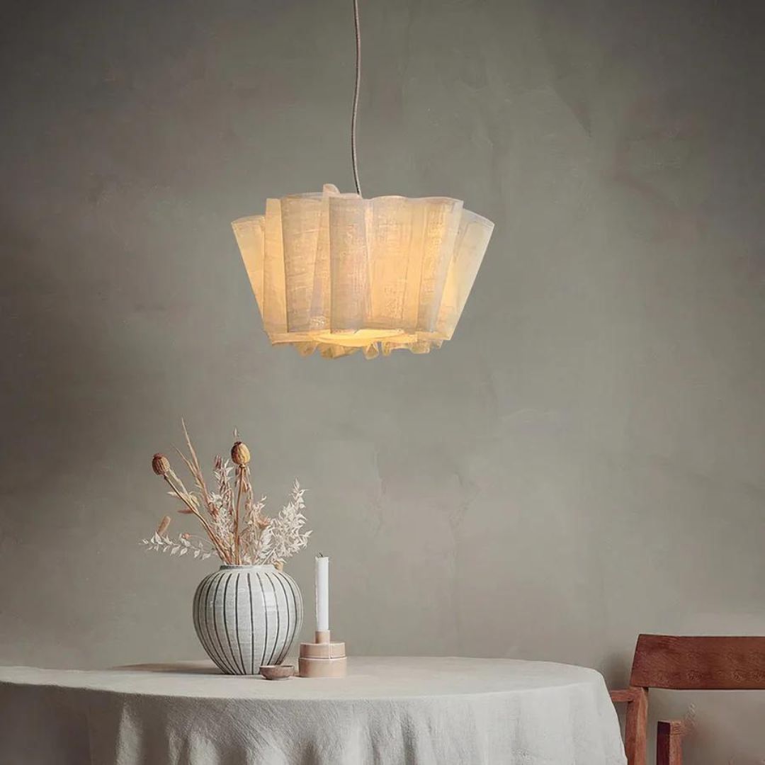 Nordic Linen Pleated  Fabric Pendant Light Lampshade