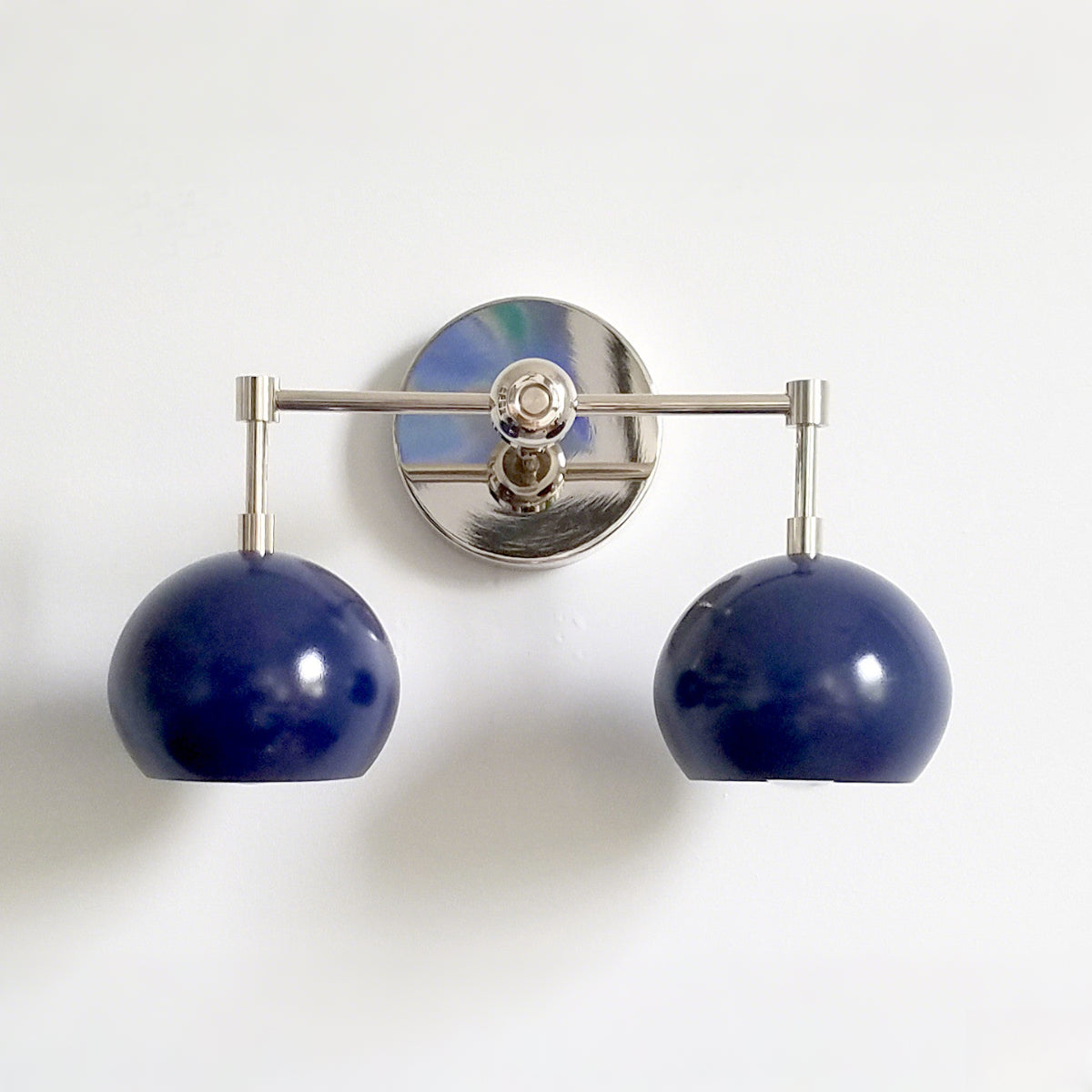Navy Wall Light - Double Ball Bath Vanity Mirror Wall Sconce