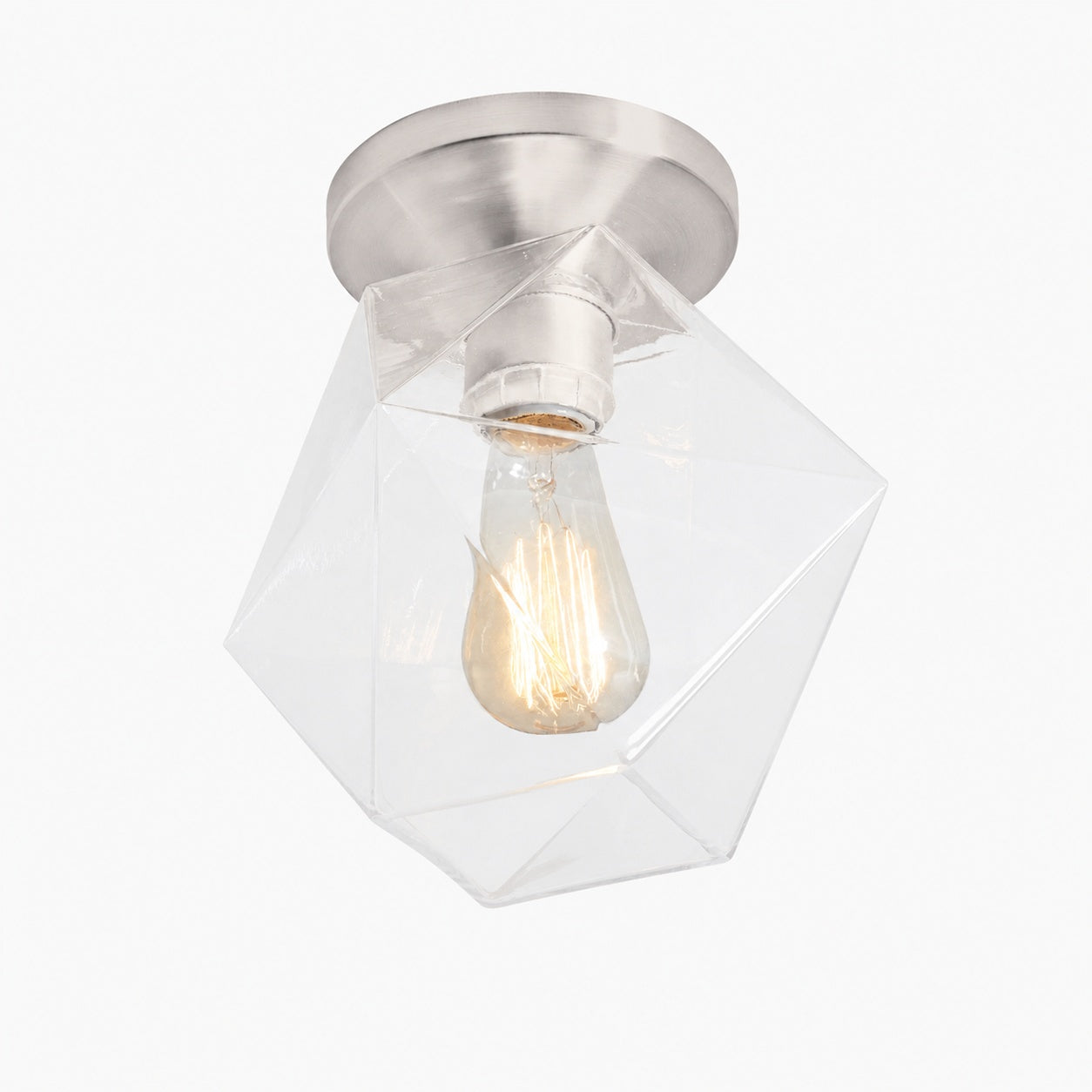 Talvior Sculptural Flush Mount Ceiling Light – Faceted Glass for Modern Interiors
