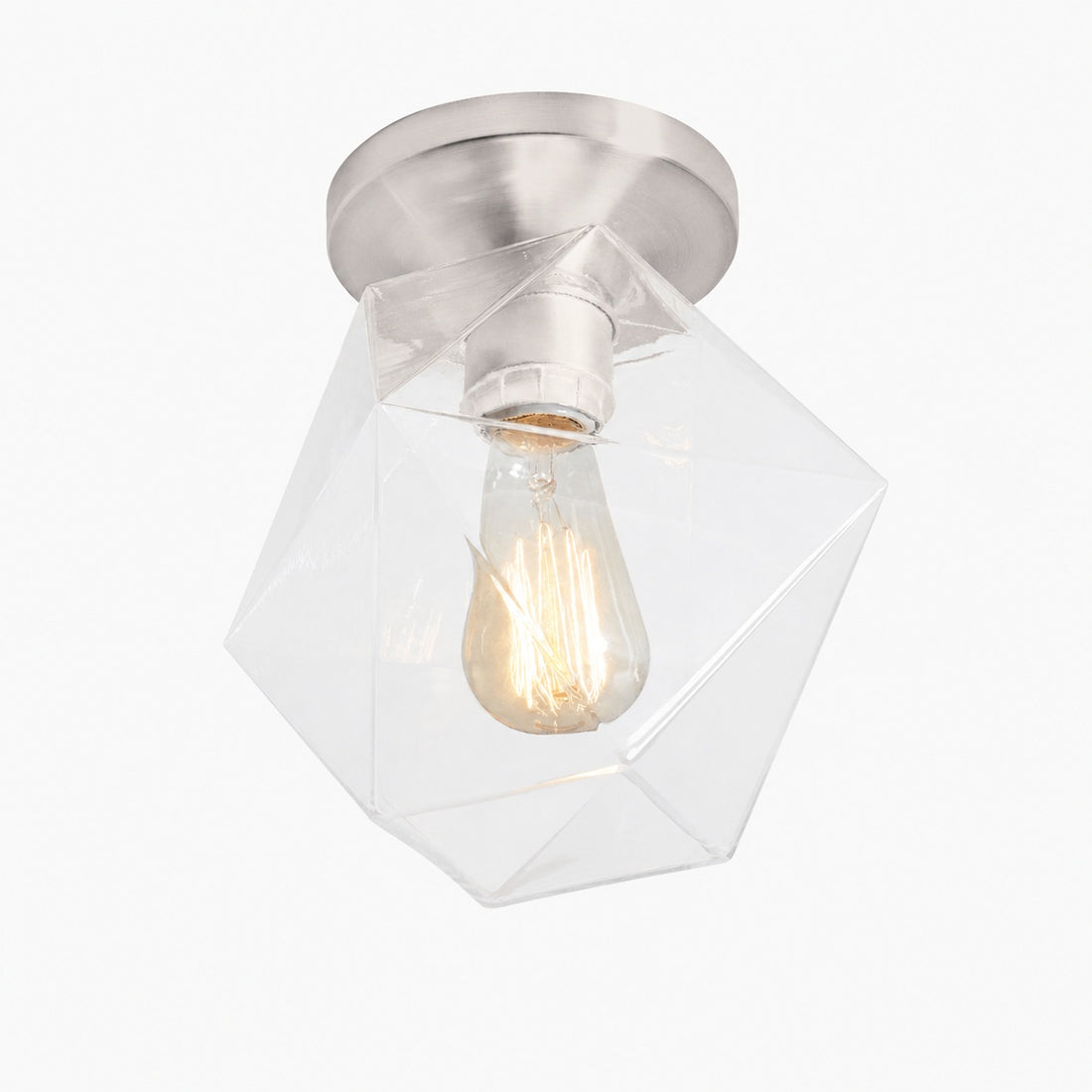 Talvior Sculptural Flush Mount Ceiling Light – Faceted Glass for Modern Interiors