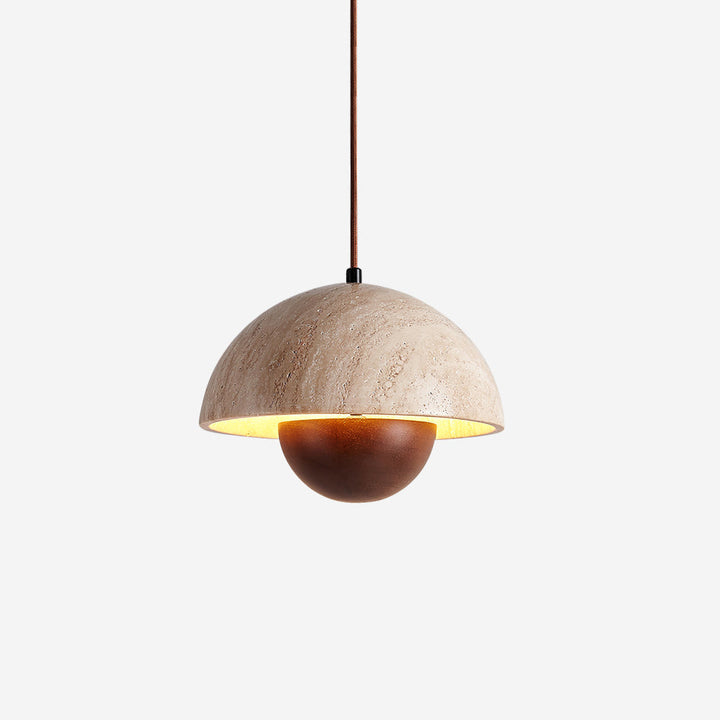 Natural Travertine Flower Bud Design Pendant Lamp