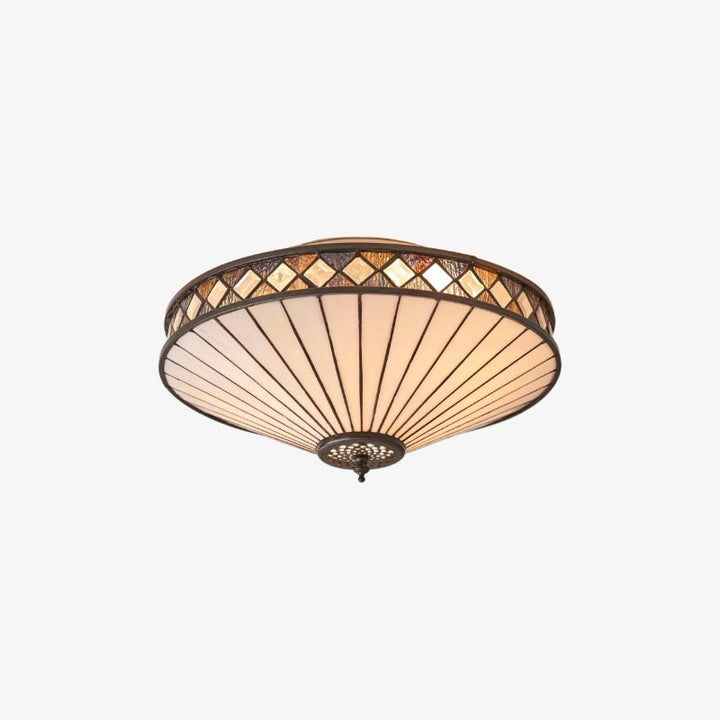 TiffStar Elegant Art Glass Flush Ceiling Light - Vintage-Inspired Ceiling Fixture for Home Interiors