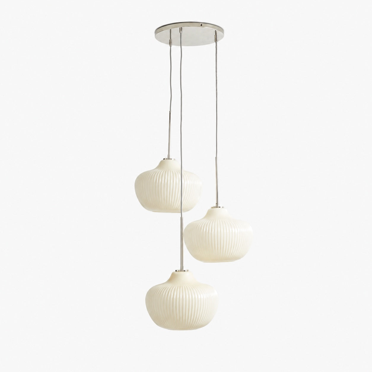 Rivrona Ribbed Glass 3-Light Chandelier - Sculptural Modern Lighting for Home