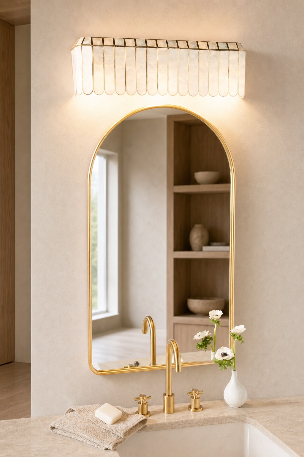 Lumica Capiz Faceted Wall Light - Brass & Iron Sconce in Gold Finish
