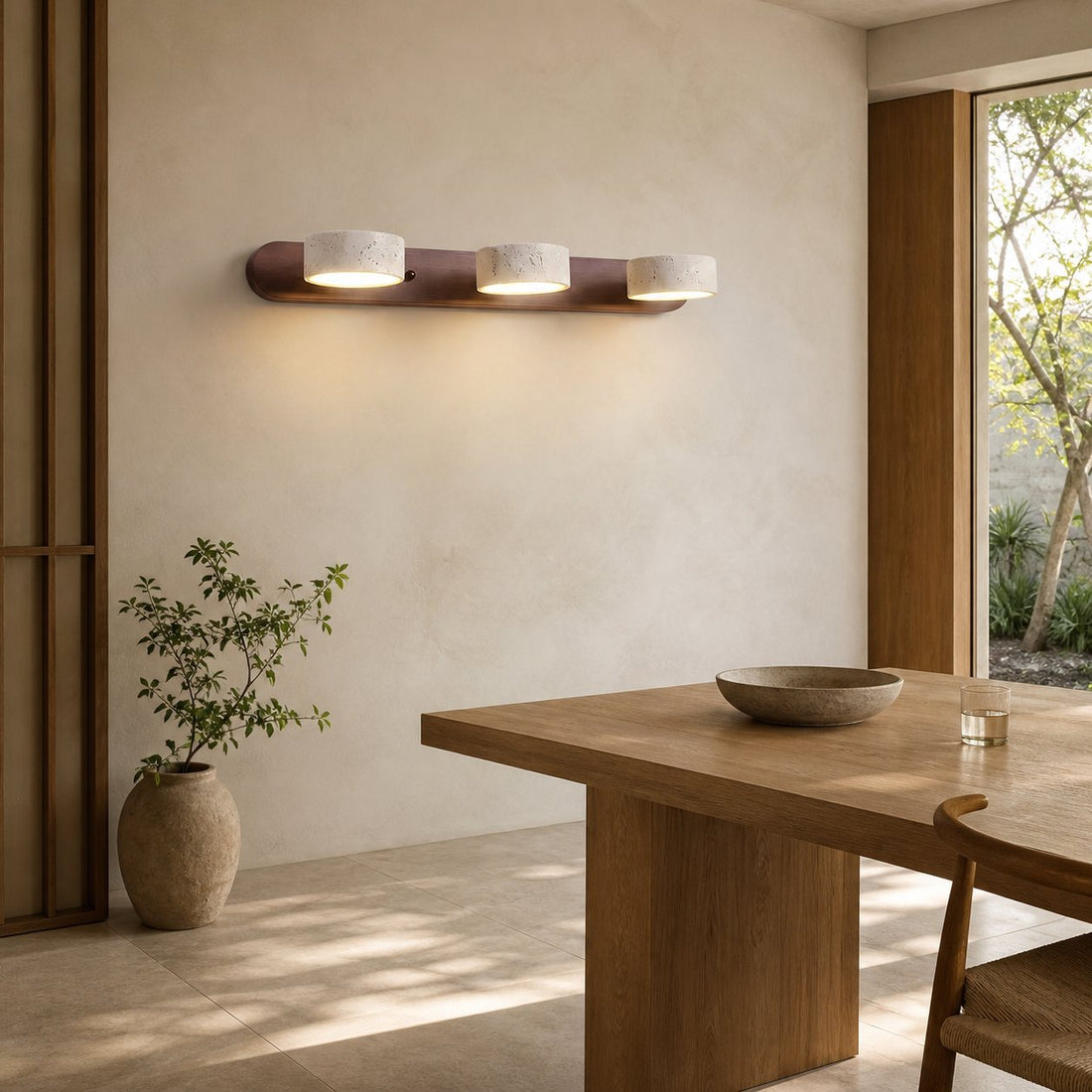 Travellia Modern Linear Multi-Head Sconce - Natural Stone Minimalist Lighting for Bedroom Hallway