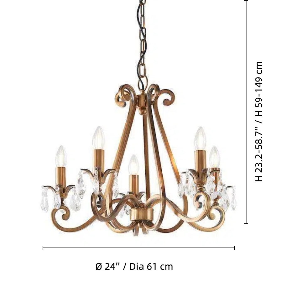 Talonis Crystal Chandelier - Traditional Candle-Style Brass and Nickel for Living Room and Dining Room