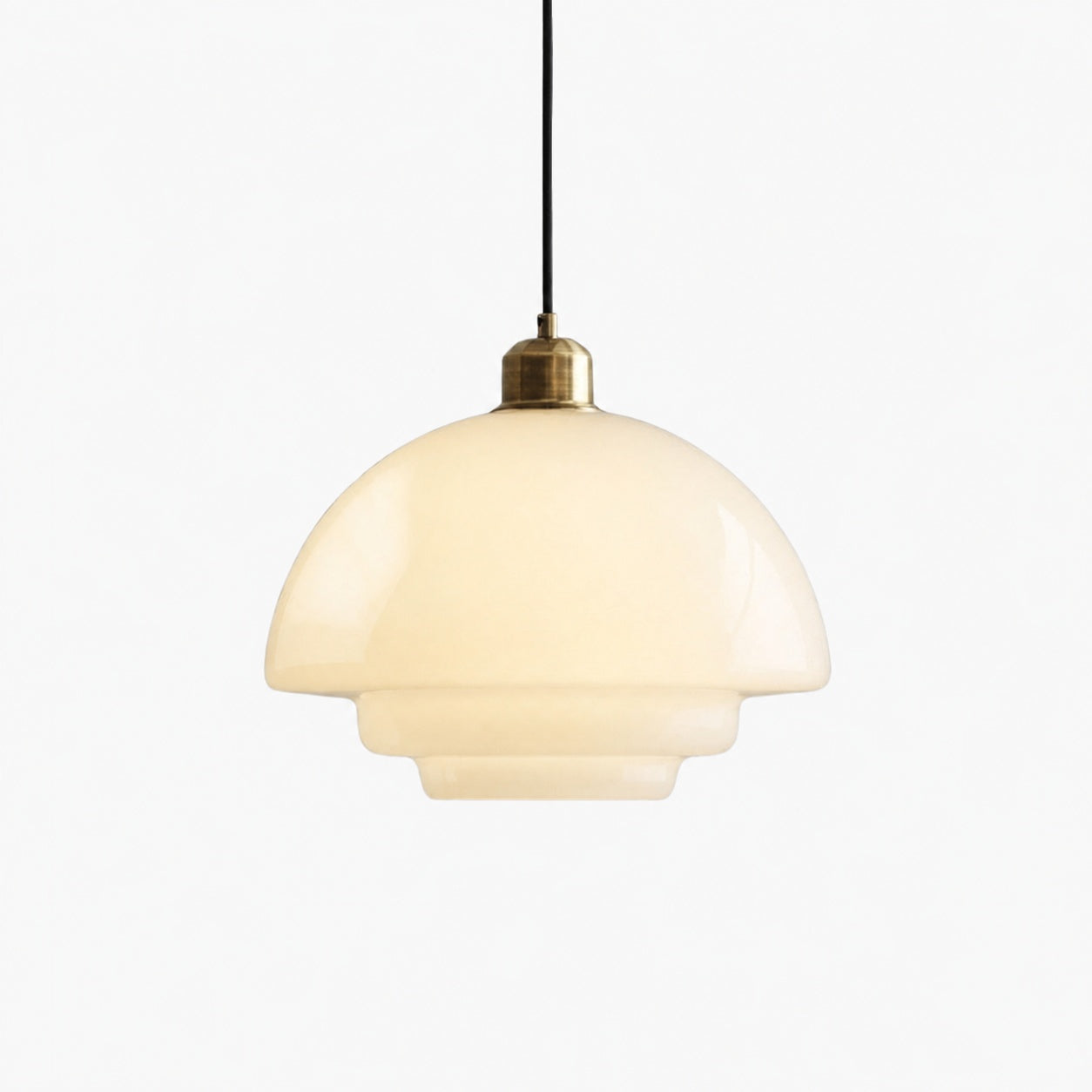 Opalisse Art Deco Pendant Light – Milk Glass Dome Ceiling Lamp for Dining Room U25