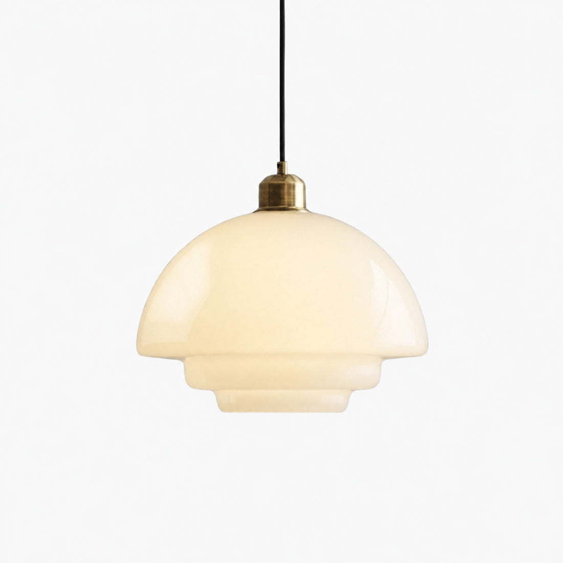 Opalisse Art Deco Pendant Light – Milk Glass Dome Ceiling Lamp for Dining Room U25