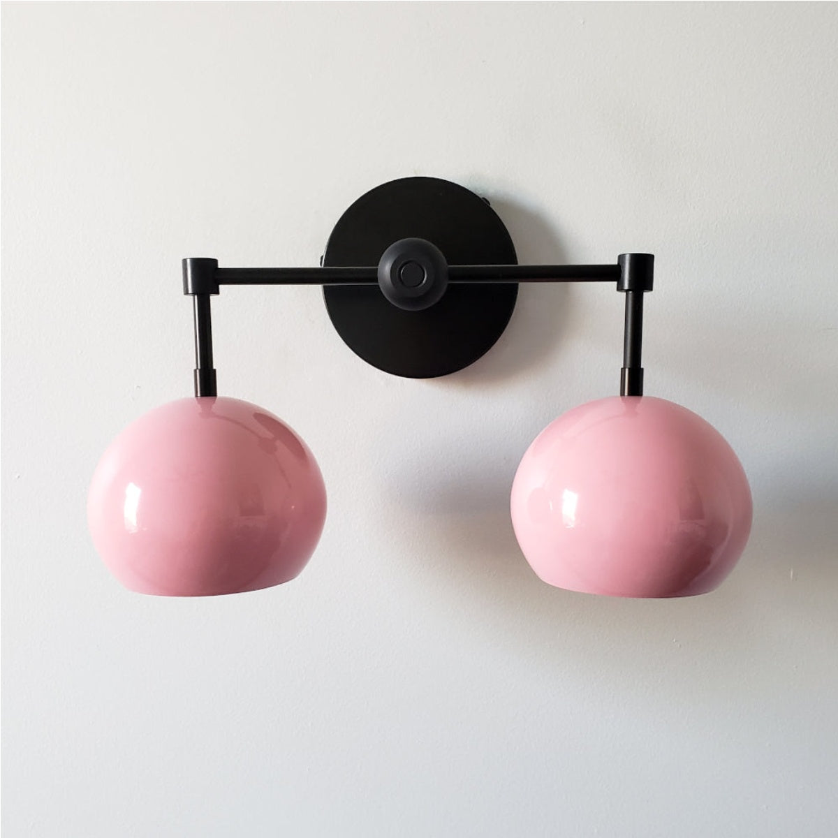 Doll Pink Wall Sconce - Double Head Globe-shaped Bath Wall Light