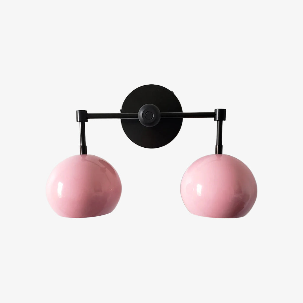 Doll Pink Wall Sconce - Double Head Globe-shaped Bath Wall Light