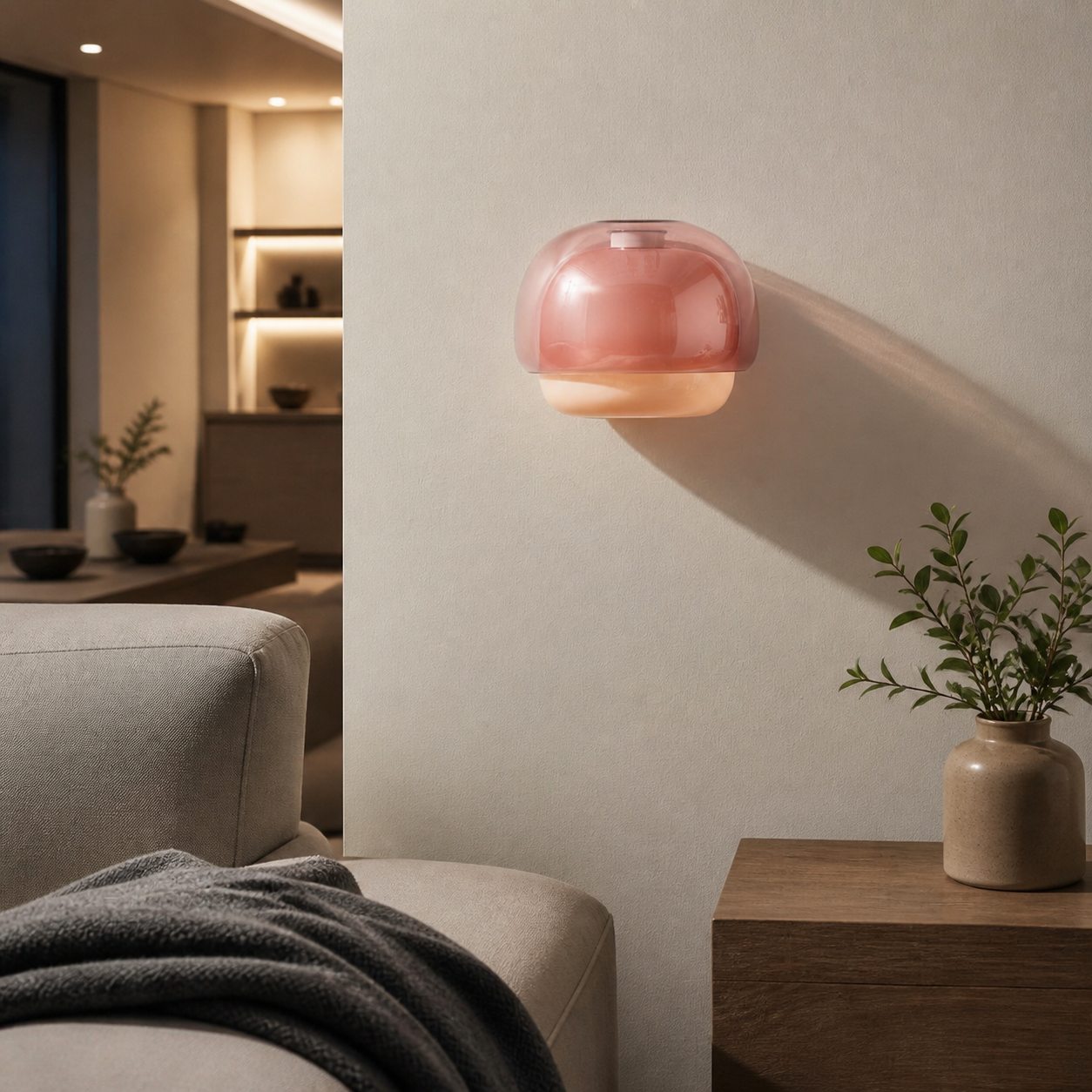Clinco Colored Modern Vintage Glass Wall Lamp - Soft Mushroom Glow
