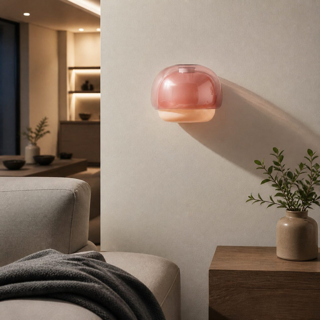 Clinco Colored Modern Vintage Glass Wall Lamp - Soft Mushroom Glow