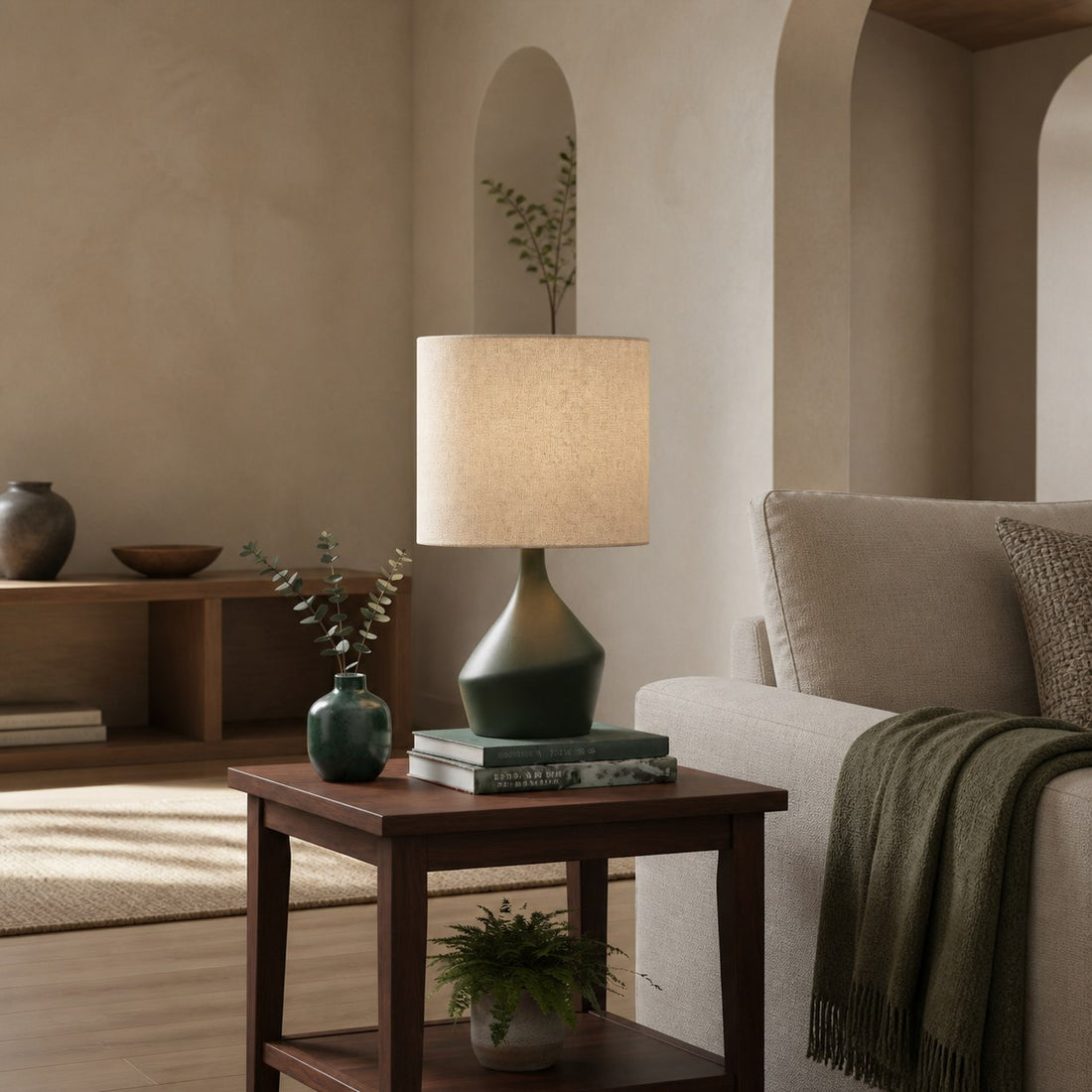 Lumo Modern Asymmetrical Table Lamp - Artistic Ceramic Body Ambient Lighting for Contemporary Home and Office