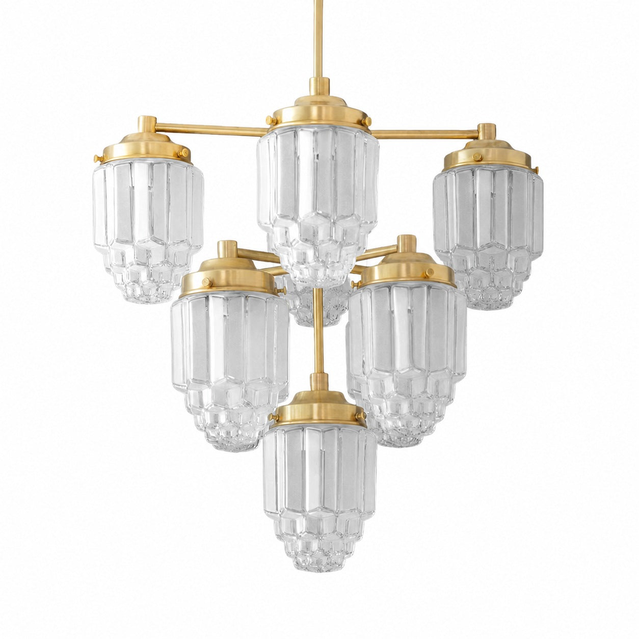 Tierlux Glass Textured Brass Chandelier – Timeless Lighting with Style