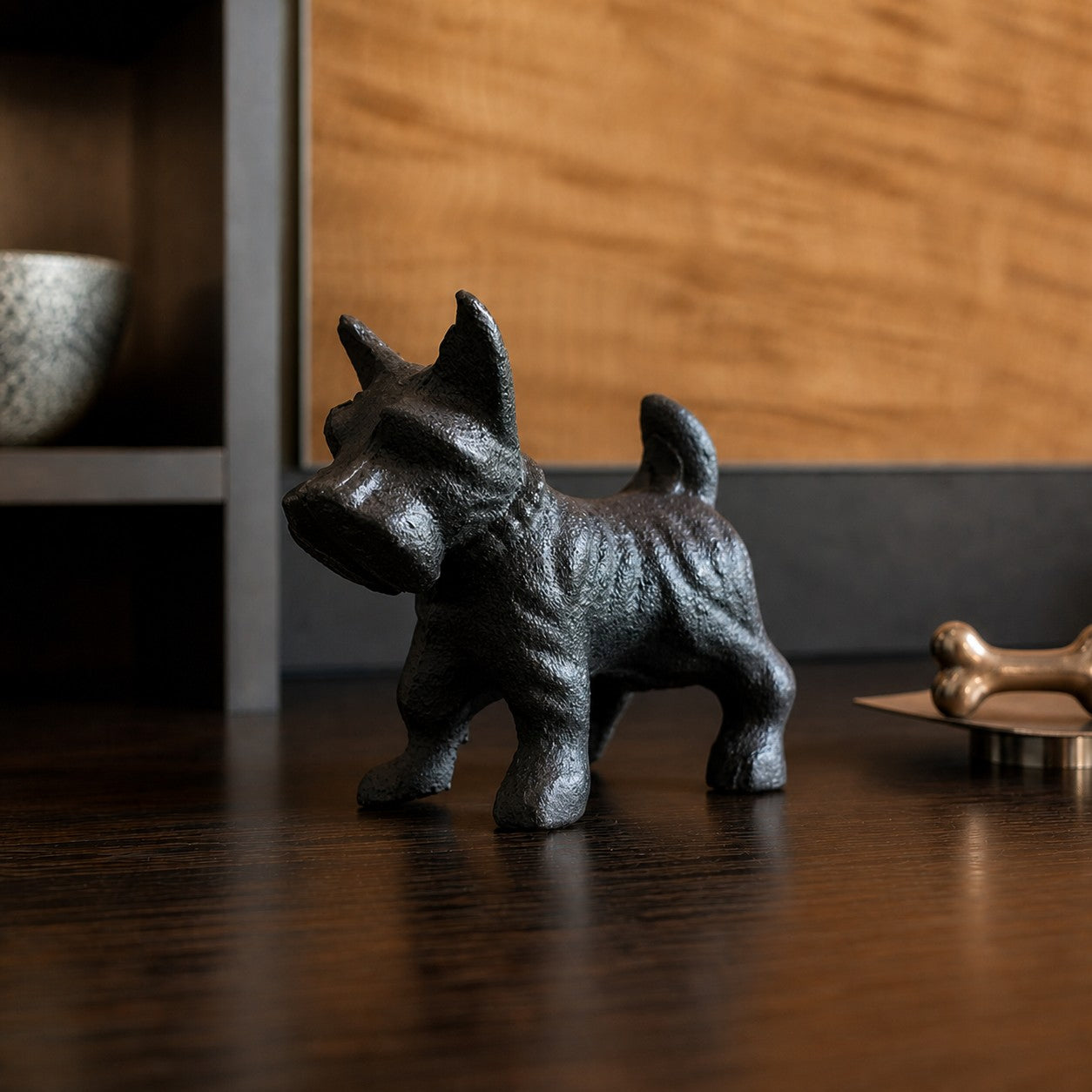 Vintage cast iron Schnauzer dog figurine