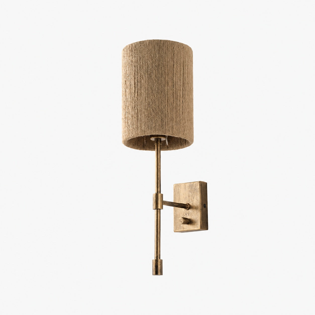 Atticus Fabric Shade Wall Sconce - Modern Brass Wall Light for Bedroom and Hallway
