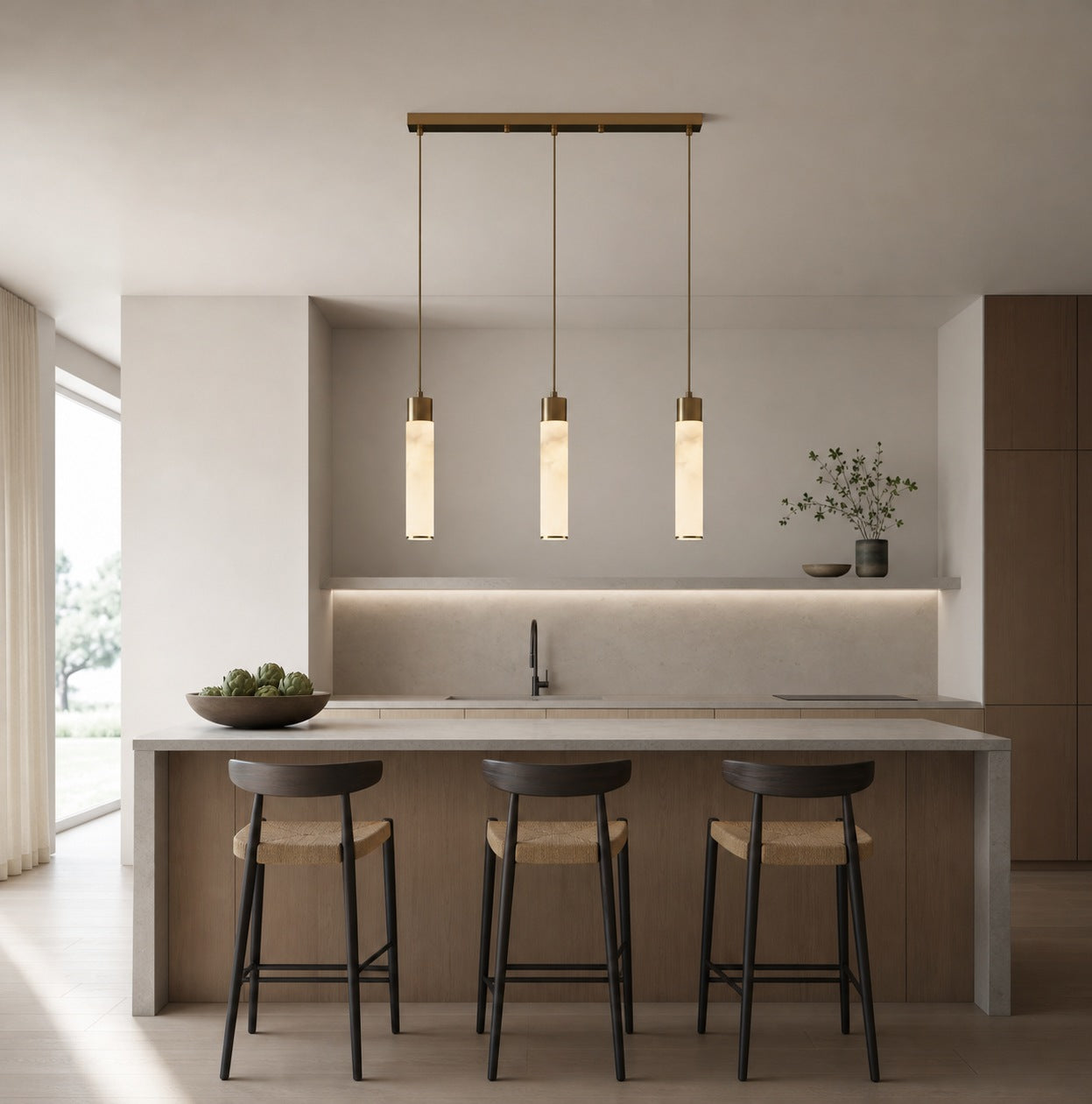 Solaryx Minimal Cylindrical Silhouette Pendant Light - Modern Style Lamp for Kitchen or Dining Room