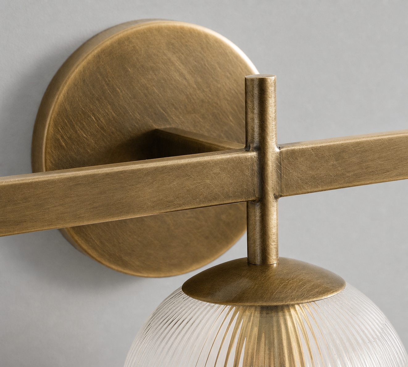Bravira Ribbed Glass Sconce - Metal Wall Light with Clear Glass Shade
