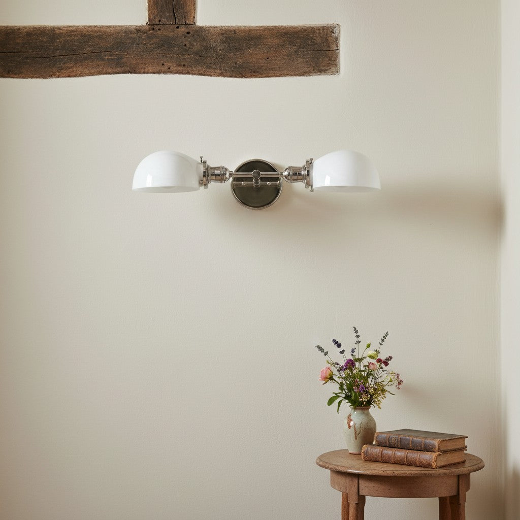 Luminara Luxury Opal Glass Dual Vanity Fixture – Multi Finish Wall Sconce for Mirror Lighting