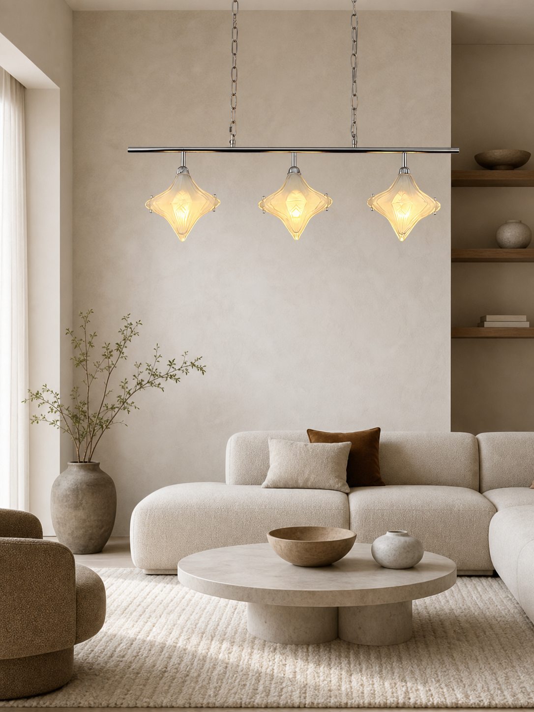 Art Deco Star Linear Pendant Light - Elegant Lighting for Kitchen Island  - Astris Cassiopeia