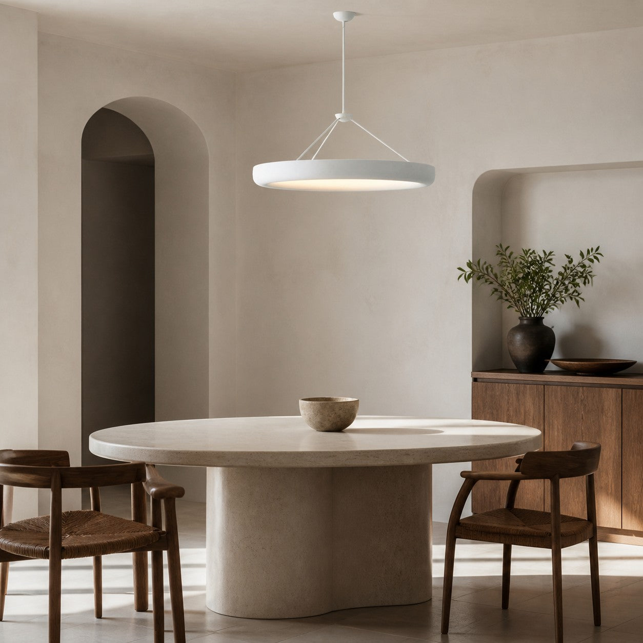 Plara Plaster-Texture Halo Chandelier – Modern Ring Ceiling Lamp for Living & Dining