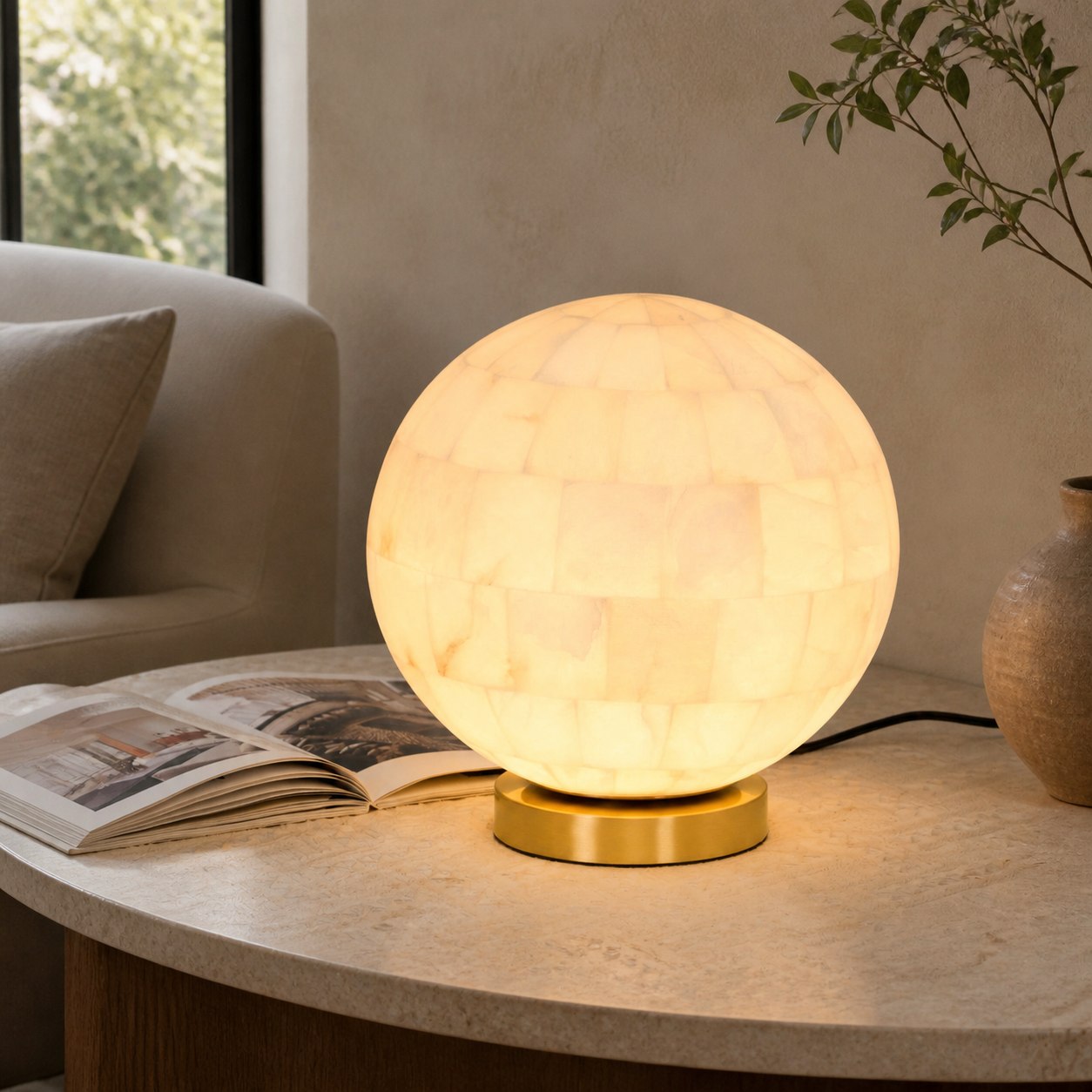Alabaster Ball Table Lamp