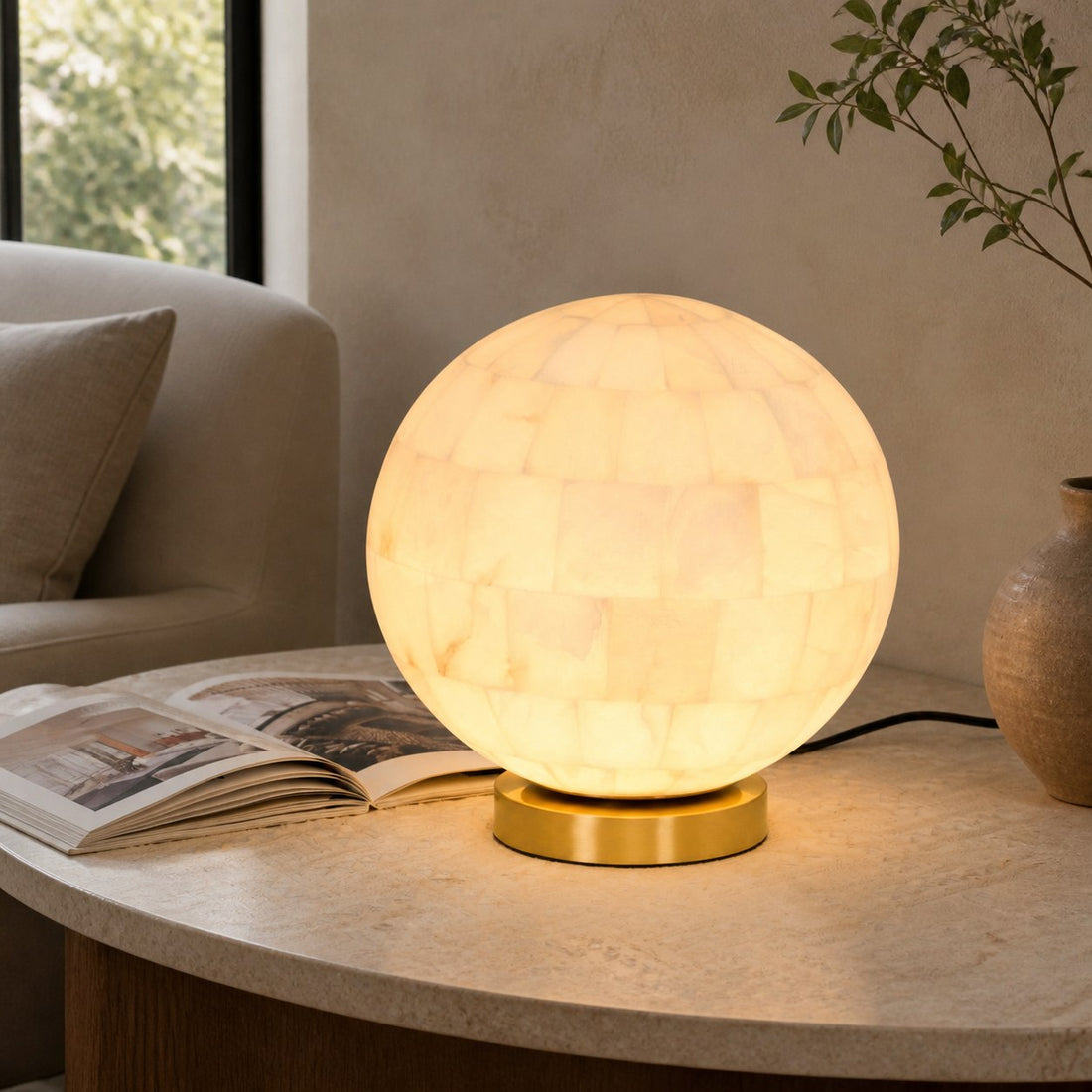 Alabaster Ball Table Lamp