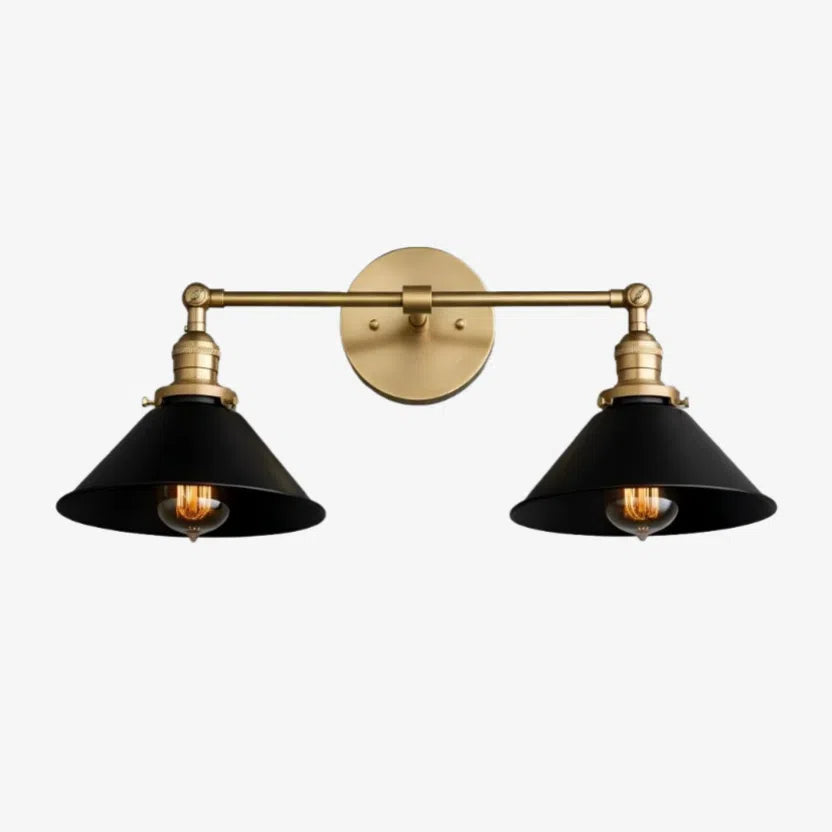 Conique Metal Two-Light Industrial Vanity Sconce – Wall Fixture for Bathroom & Hallway