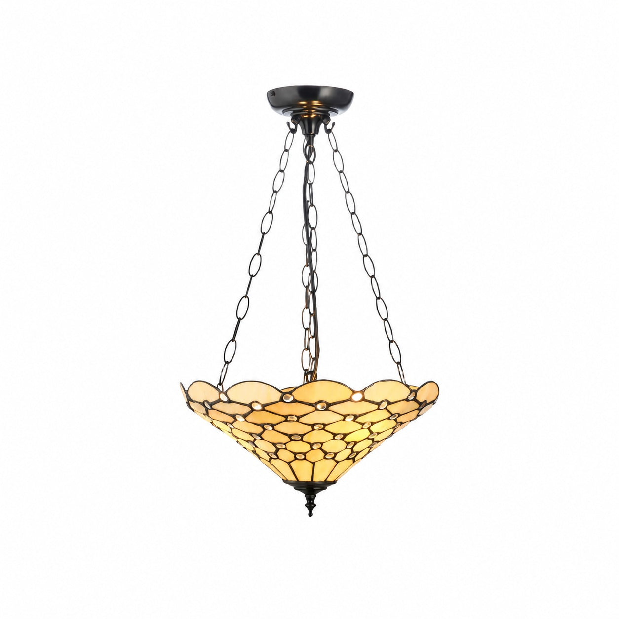 TF Pearl Handcrafted Tiffany Ceiling Light – Art Deco Stained Glass Light for Hallway or Living Room
